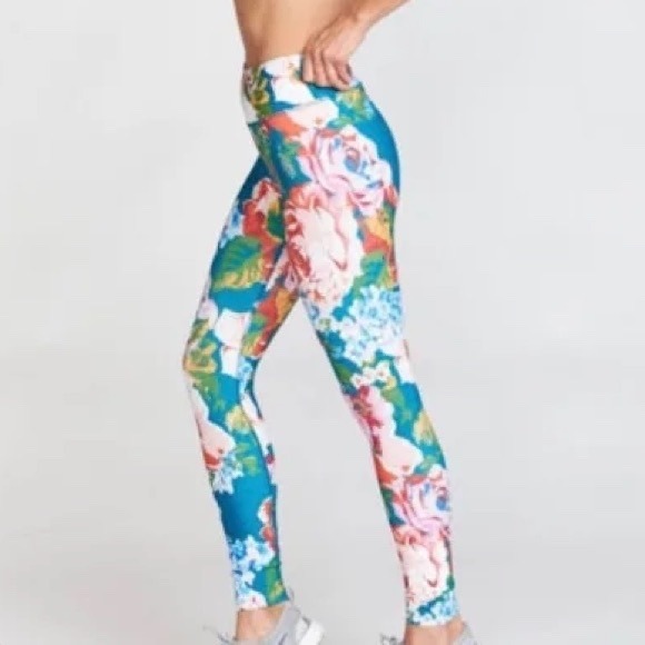 Show Me Your MuMu Pants - Show Me Your Mumu Moves Dusty Rose Floral High Waist Leggings Teal Small